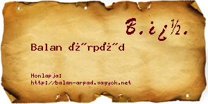 Balan Árpád névjegykártya